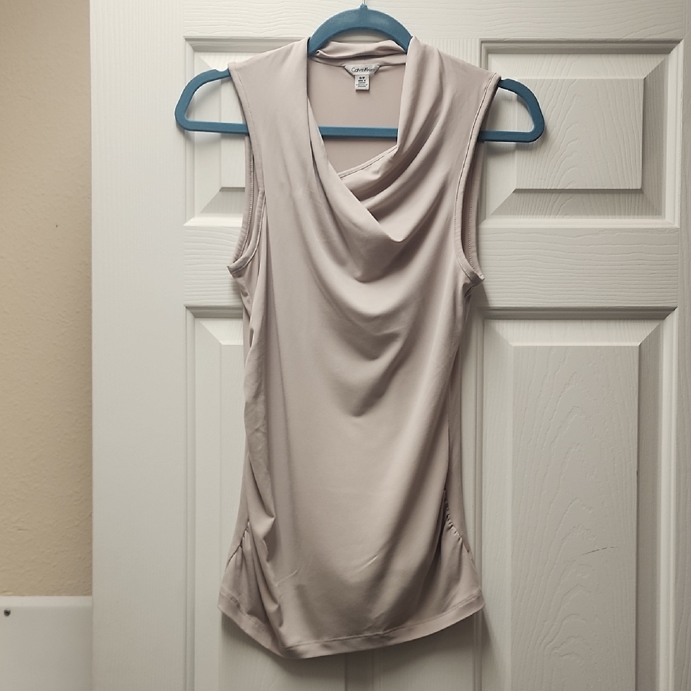 Calvin Klein Cream Draped Tank Top